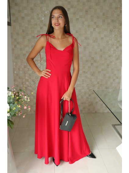 Červené šaty na ramínka vel. UNI