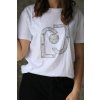 Bílé jarní triko se stříbrným potiskem