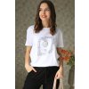 Bílé jarní triko se stříbrným potiskem