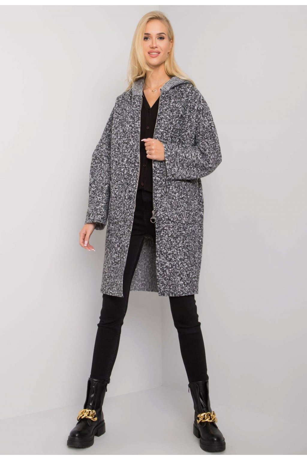 Šedý dámský kabát | FASHIONSUGAR e-shop