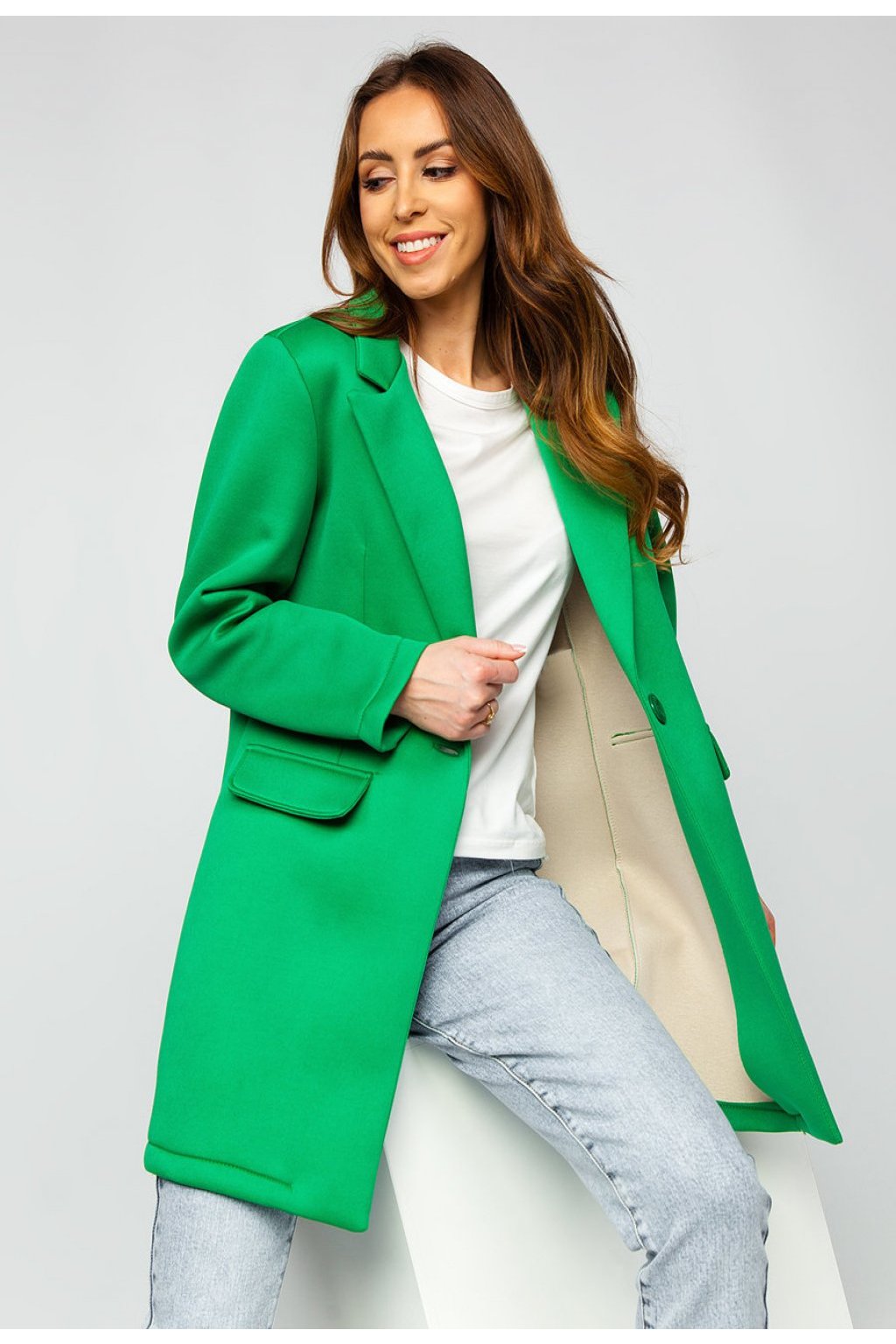 Zelený dámský kabát | FASHIONSUGAR e-shop