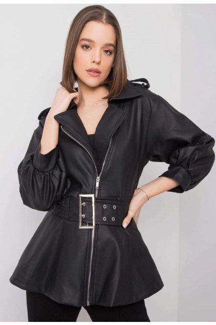 Černá dámská koženková bunda