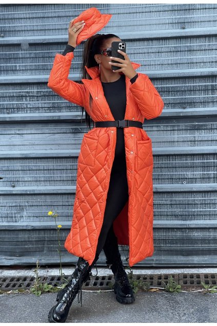Oranžová dámská zimní bunda