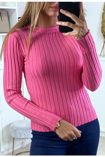 Růžový dámský svetr
