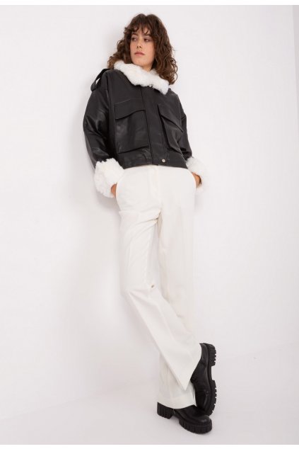 Černo - bílá dámská koženková bunda