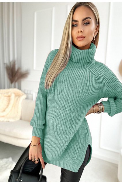 Zelené dámský dlouhý svetr