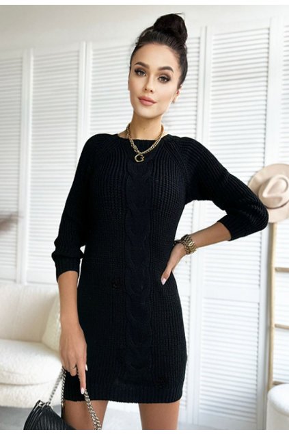 Černý dámský dlouhý svetr