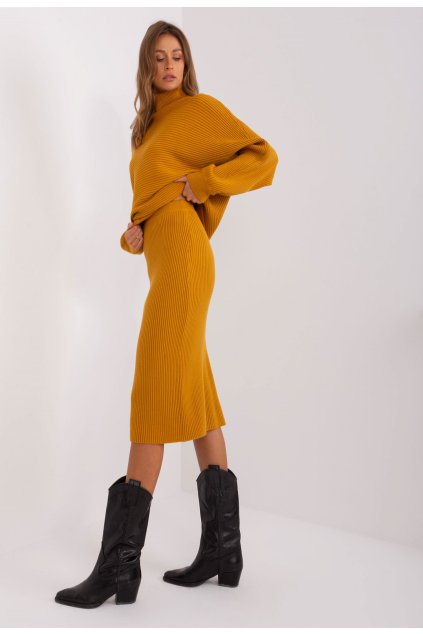 Žlutá dámská pletená sukně