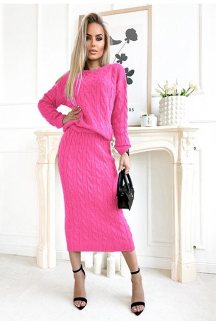 Růžová dámská pletená sukně