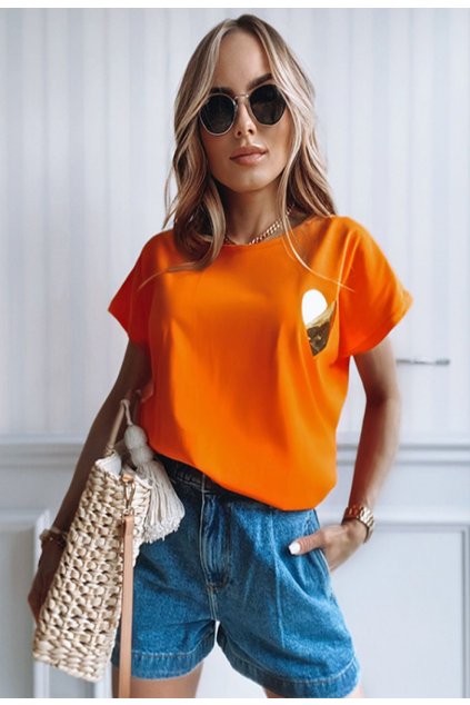 Oranžové dámské tričko s potiskem