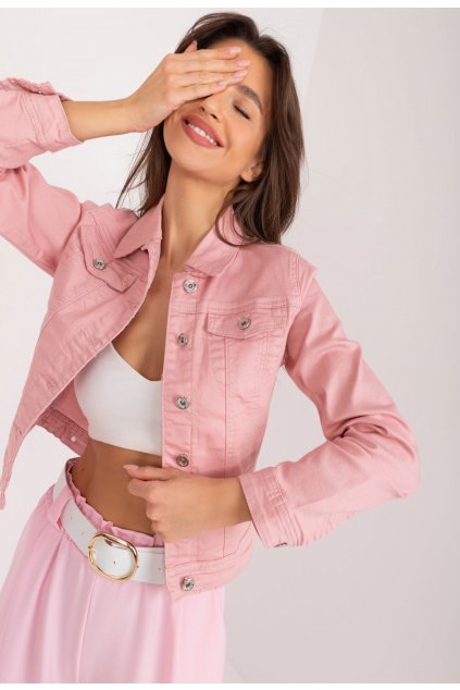 Růžová dámská džínová bunda