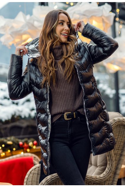 Fekete női téli dzseki