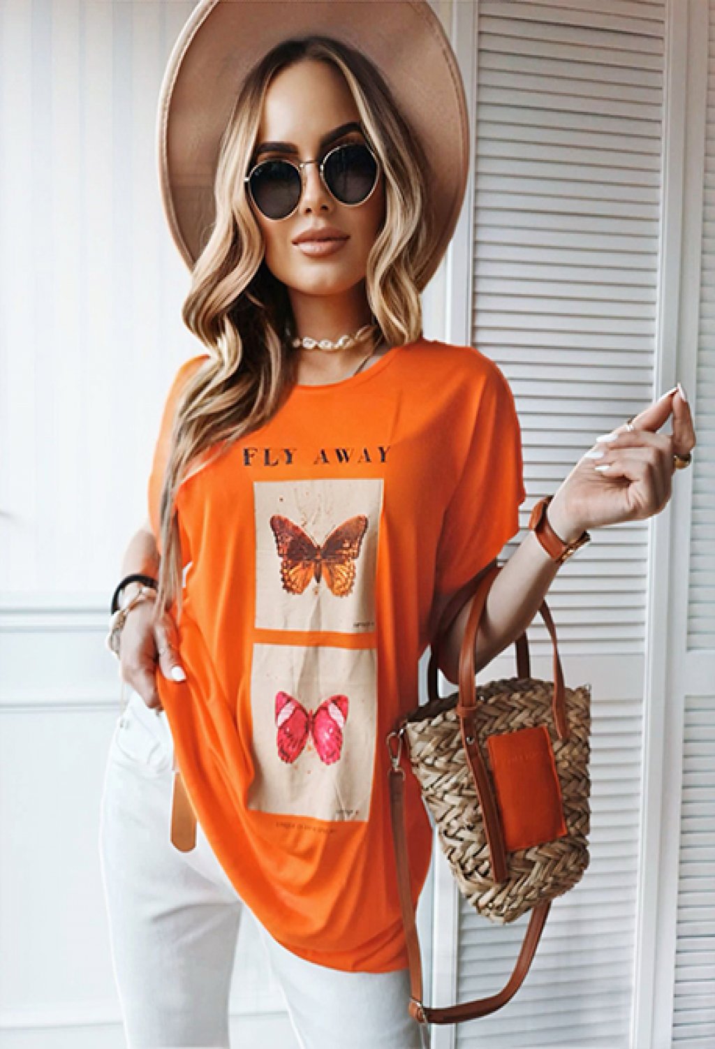 AO Narancs női nyomott mintás póló Méret: 2XL
