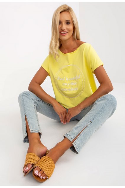 Žlté dámske tričko s potlačou