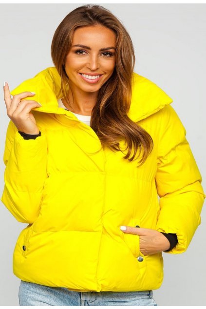 Žltá dámska zimná bunda