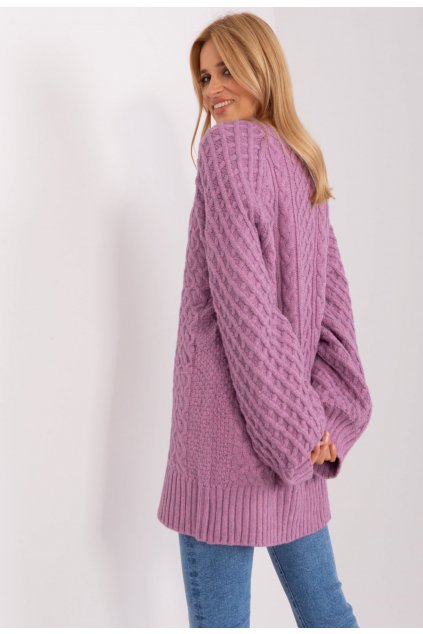 Fialový dámsky dlhý sveter
