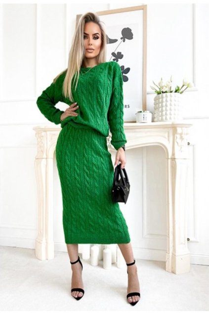 Zelená dámska pletená sukňa