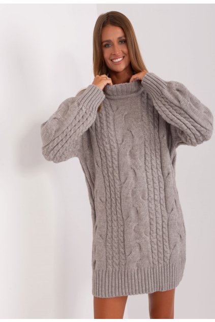 Šedý dámsky dlhý sveter