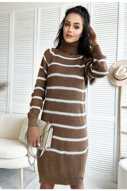 Hnedý dámsky dlhý sveter