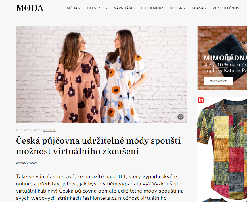 Móda.cz | Česká půjčovna udržitelné módy spouští možnost virtuálního zkoušení