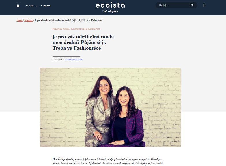 Ecoista.cz | Je pro vás udržitelná móda moc drahá? Půjčte si ji. Třeba ve Fashiontéce