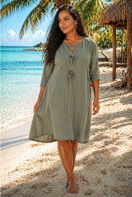 Dámské bavlněné šaty Plus Size bile