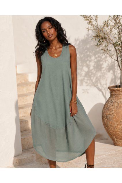 dasmke midi saty bavlna a607 khaki