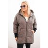 Dámská Plus Size Prošívaná Bunda s kapucí capuccino k5419
