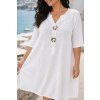 Dámské bavlněné šaty Plus Size oversize bila