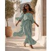 damsky viskozovy boho komplet s volany khaki