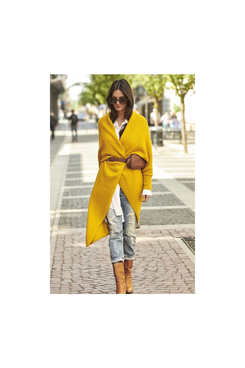 Dlhý vlněný sveter, pletený kabát LEA - fashionweek-moda.sk