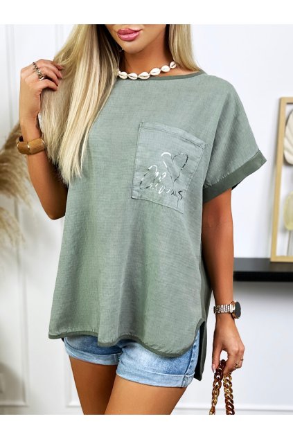 Dámska blúzka z bavlny a ľanu, voľný strih IT-PREJA