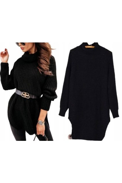 Teplý dlhší sveter, rolákový tunika MD149