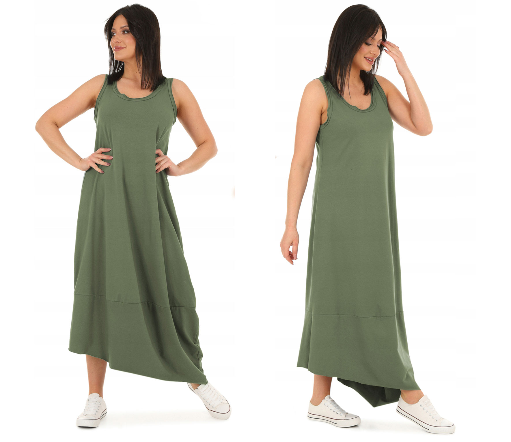 Fashionweek Pohodlné teplákové šaty oversized s ramienkami MD624 Farba: Khaki, Veľkosť: Universal