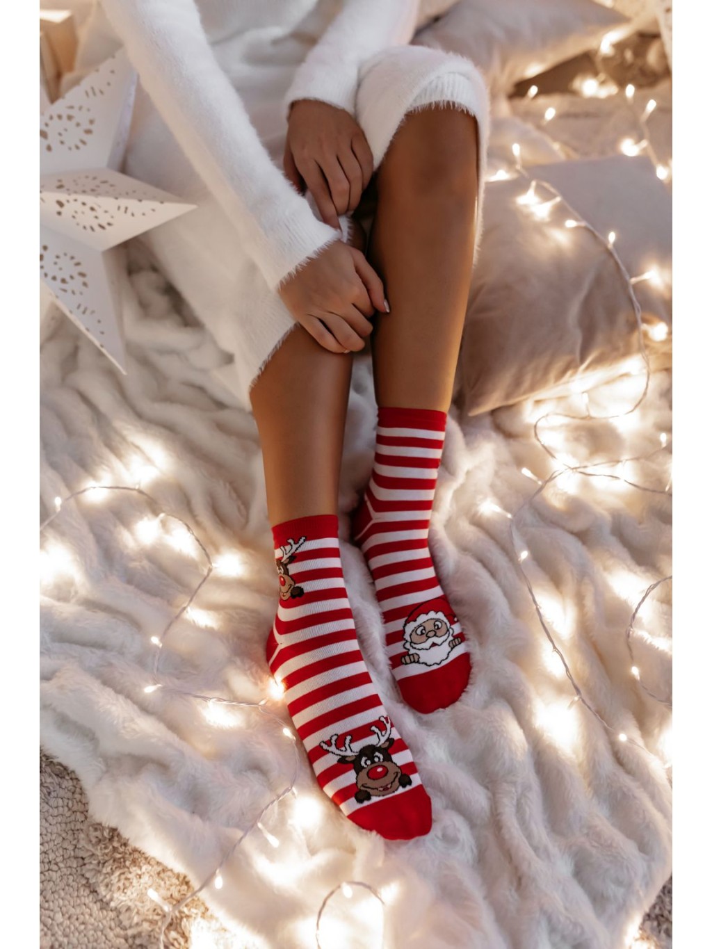 Fashionweek Dámske Vianočné bavlnené ponožky Santa Claus a Reindeer MM010 MODEL: MODEL:3