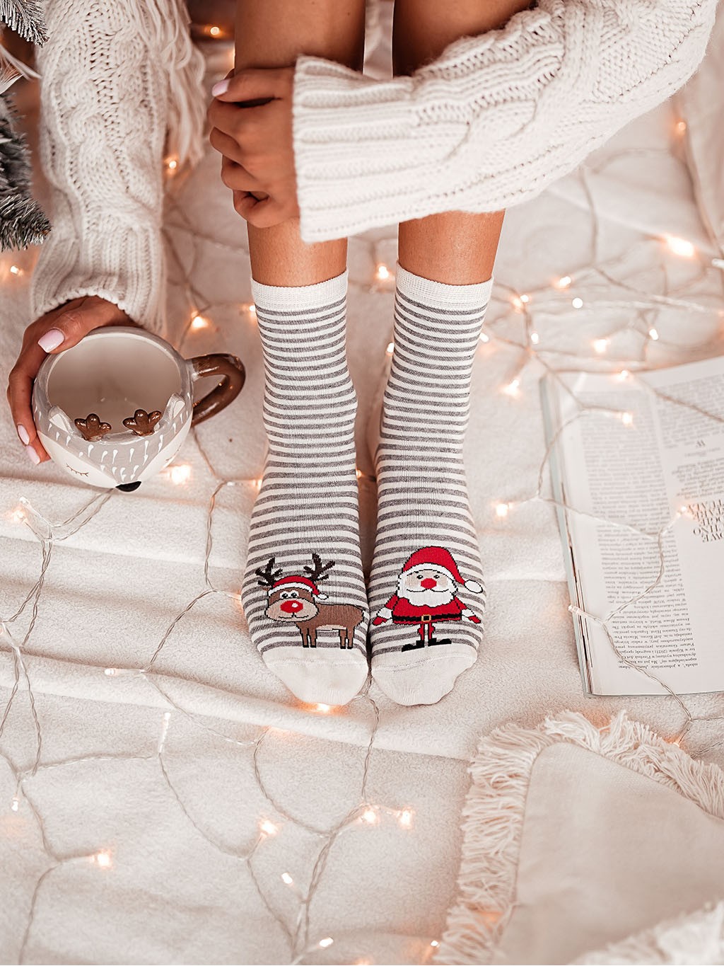 Fashionweek Dámske Vianočné bavlnené ponožky Santa Claus a Reindeer MM010 MODEL: MODEL:1