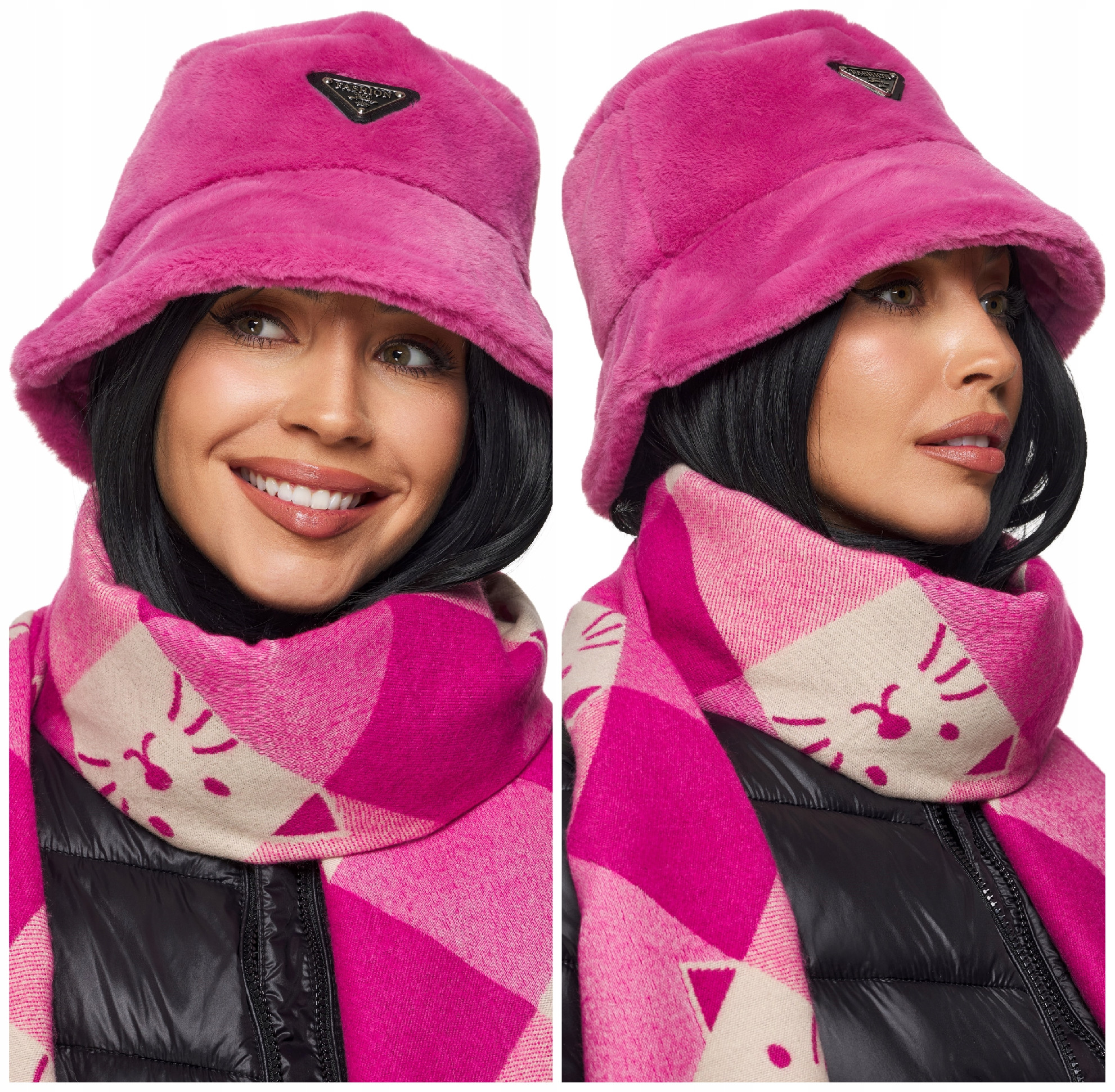 Fashionweek Dámska zimná kožušinová čiapka klobúčik kýblový klobúk BUCKET HAT KARR63 Farba: fuchsia, Veľkosť: Universal