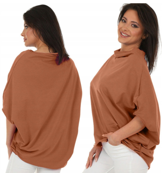 Fashionweek Pohodlná bavlnená blúzka v štýle kimono MF626 Farba: Mocca, Veľkosť: Universal
