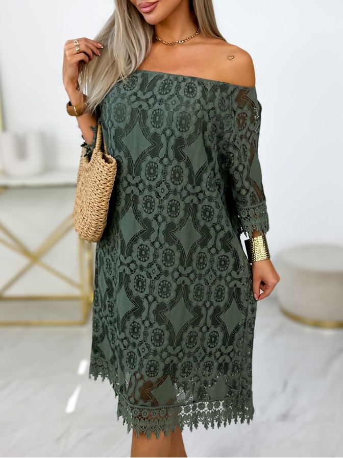 Fashionweek Čipkové šaty španielka boho IT-LOLLI Farba: Khaki, Veľkosť: Universal