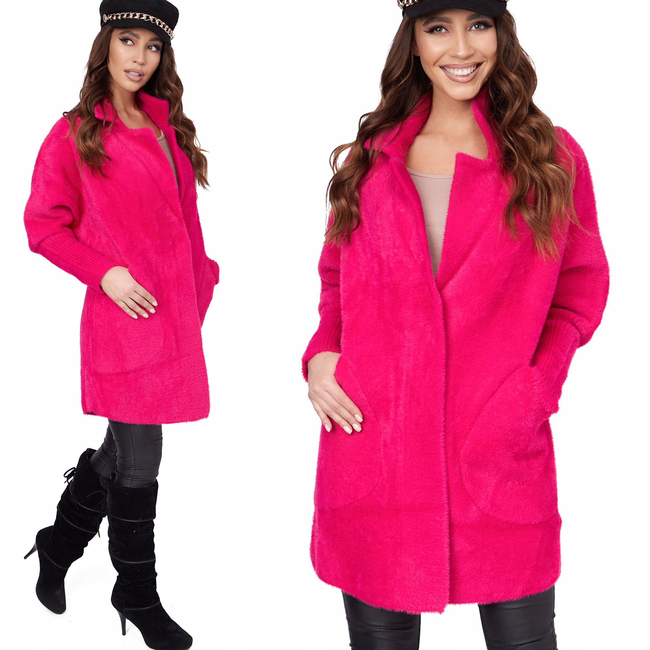 Fashionweek Vlnený kabát z alpaky tc830 Farba: fuchsia, Veľkosť: Universal
