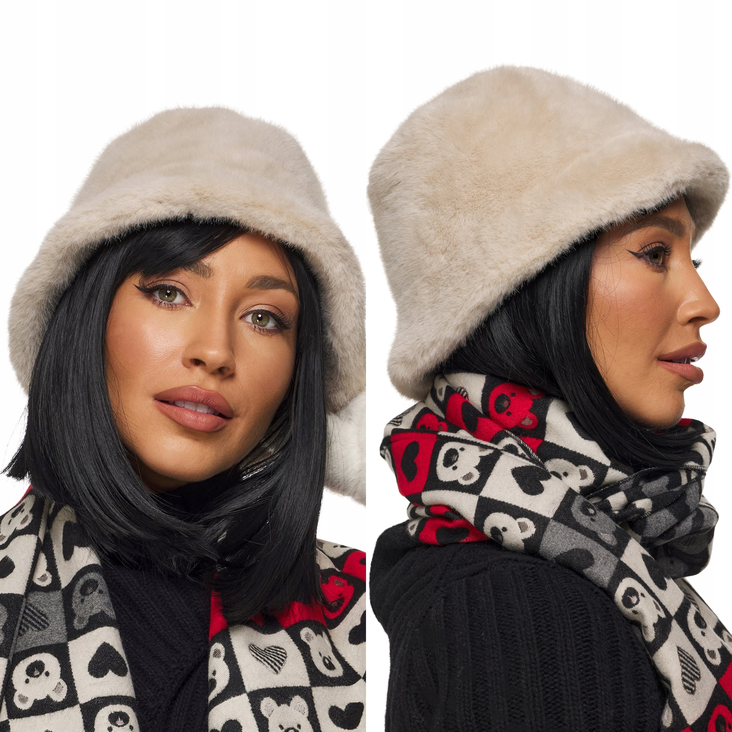 Fashionweek Dámska čiapka zimná kožušinová čiapka klobúkBUCKET HAT KARR103 Farba: krémová, Veľkosť: Universal