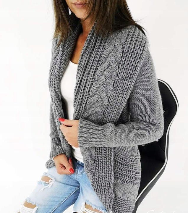 Fashionweek Italský teply svetr kabát s limcem DE LUX TC578 Farba: grafit, Veľkosť: Universal
