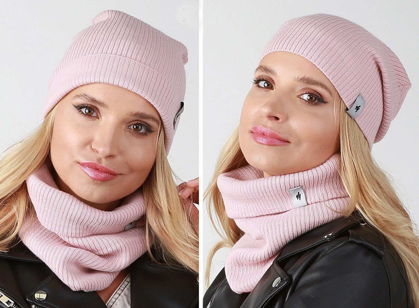 Fashionweek Moderni set čiapka a šál, pletený tunel ZIZI30 Farba: jasne ružová