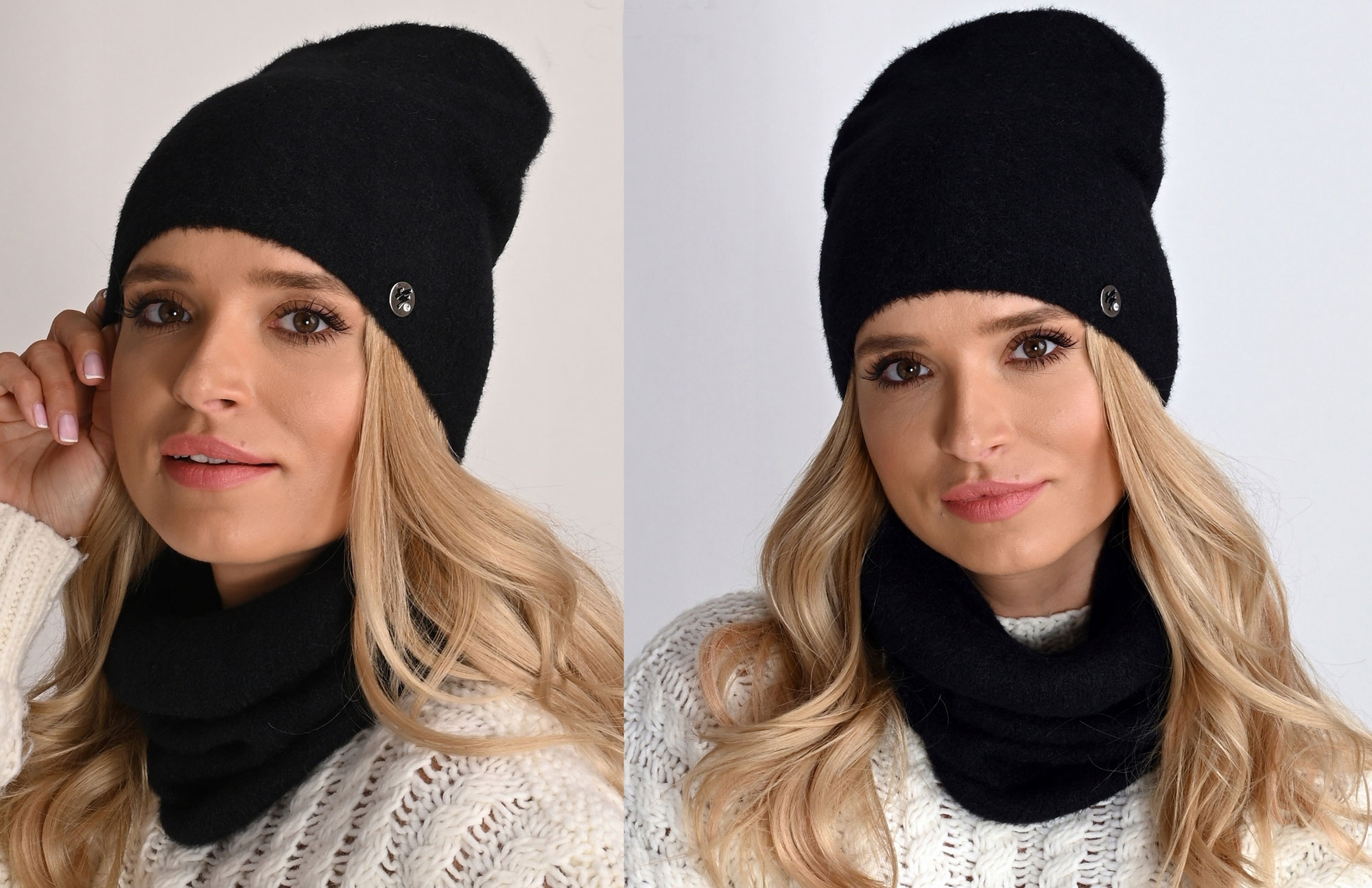 Fashionweek Exkluzívny alpakové zimné set čiapka a šál, pletený tunel Zizi-AL1 Farba: Čierna, Veľkosť: Universal