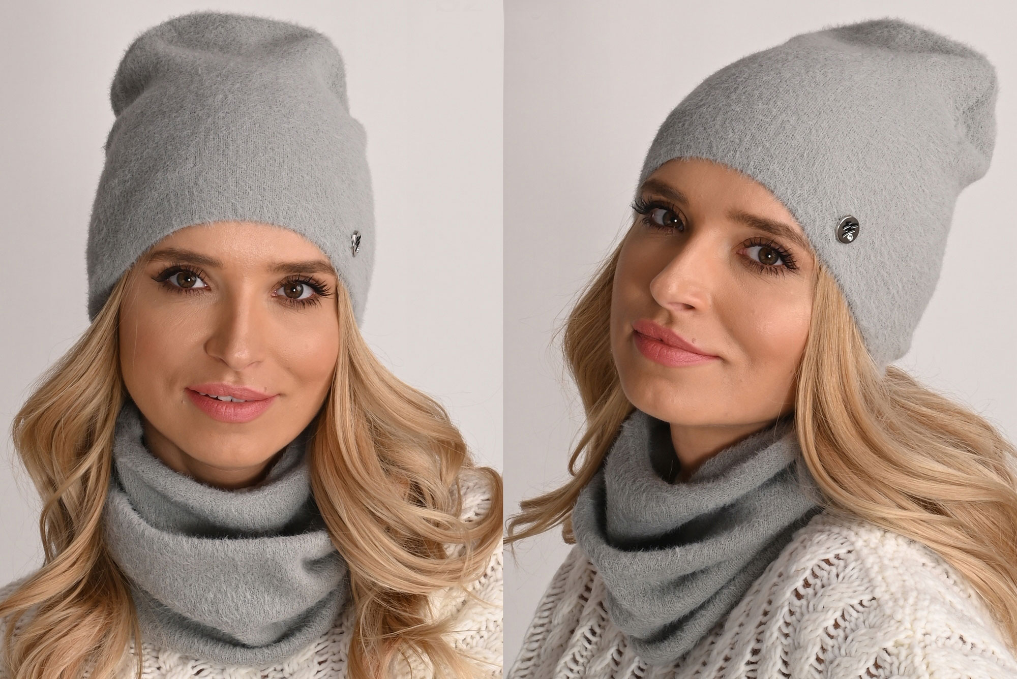 Fashionweek Exkluzívny alpakové zimné set čiapka a šál, pletený tunel Zizi-AL1 Farba: Šedá, Veľkosť: Universal