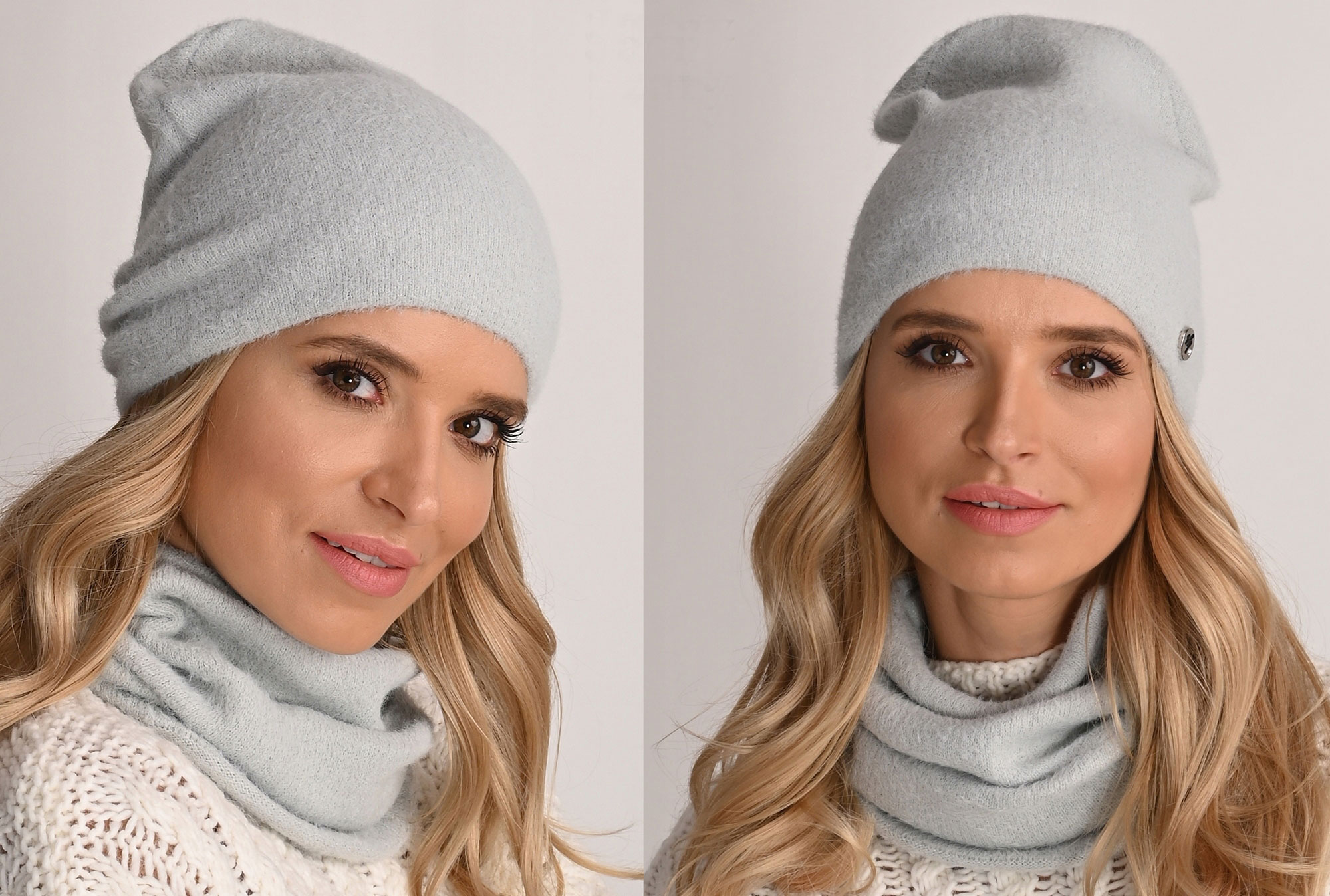 Fashionweek Exkluzívny alpakové zimné set čiapka a šál, pletený tunel Zizi-AL1 Farba: svetlo šedá, Veľkosť: Universal