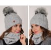 Zimný set čepice s bambulí a šál, pletený tunel ZIZI17/K7