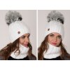 Zimný set čepice s bambulí a šál, pletený tunel ZIZI17/K7