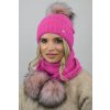 Exkluzívny alpakový zimný set čiapky a šál s brmbolcami JENOT ZIZI-AL4