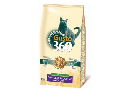 GUSTO 360, adult mix králik, morka, zelenina, 20kg